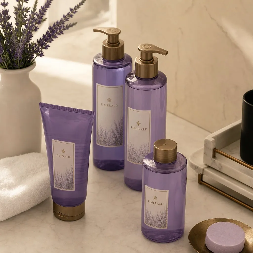 E'MERALD Lavender Fragrance Bath Series (500ml) — alternate angle showing cap and back of pack