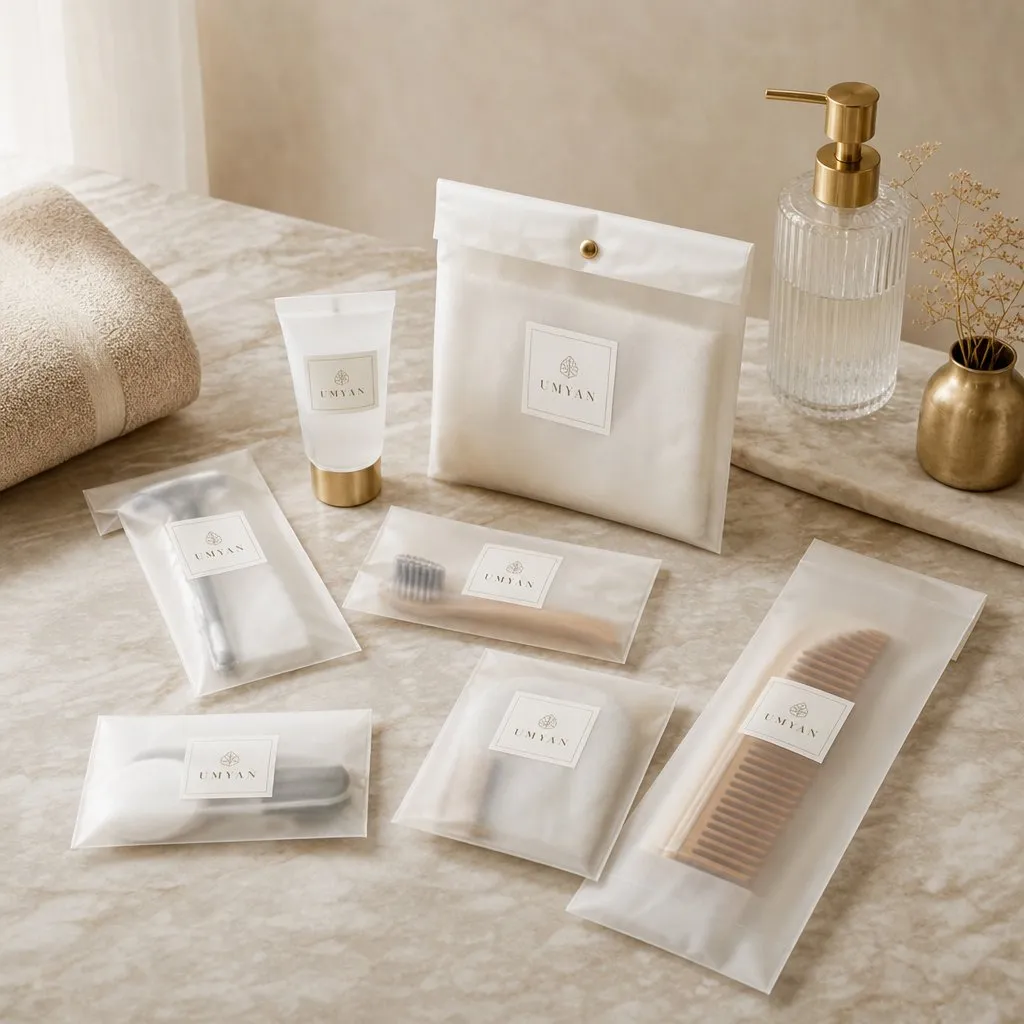 UMYAN Antibacterial Bag Amenity Kit — alternate angle showing cap and back of pack
