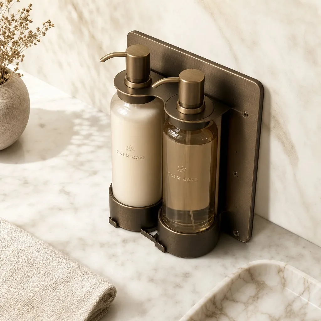 Double Wall-Mounted Dispenser — alternate angle showing cap and back of pack