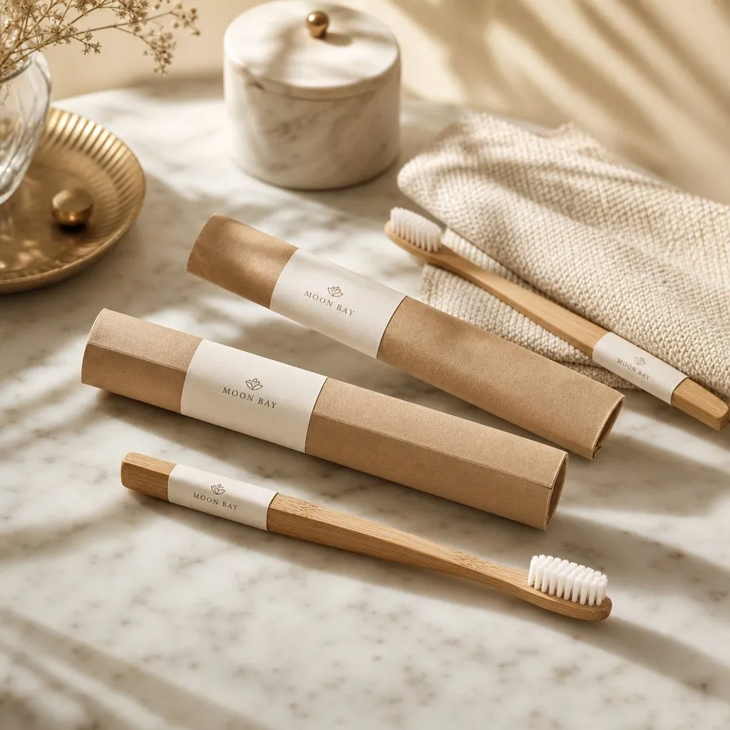 Bamboo Toothbrush — alternate angle showing cap and back of pack