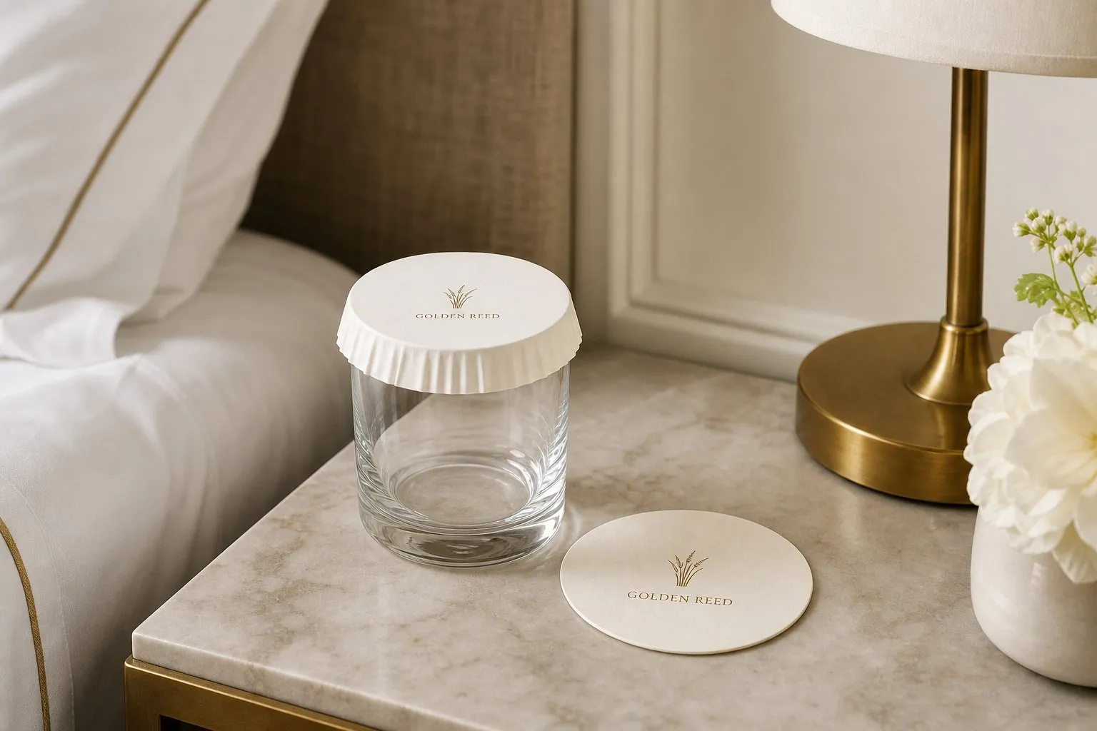 Coaster & Glass Cover — hotel room accessories by UMYAN