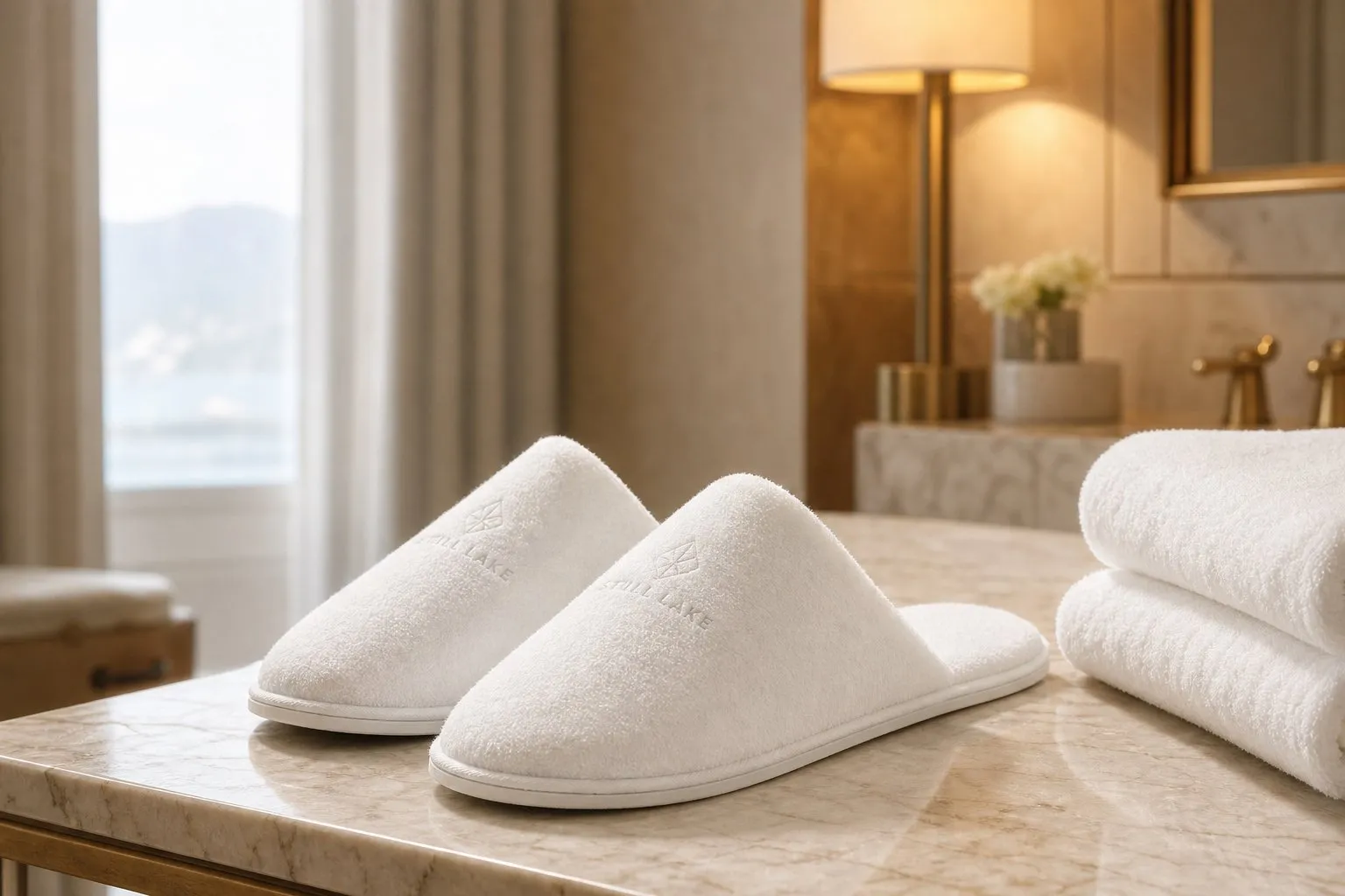 Coral Fleece Hotel Slippers — hotel amenities by UMYAN