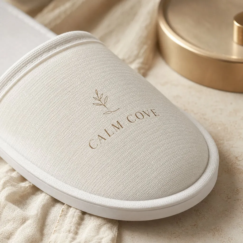 EVA Disposable Hotel Slippers — close-up of material and label detail