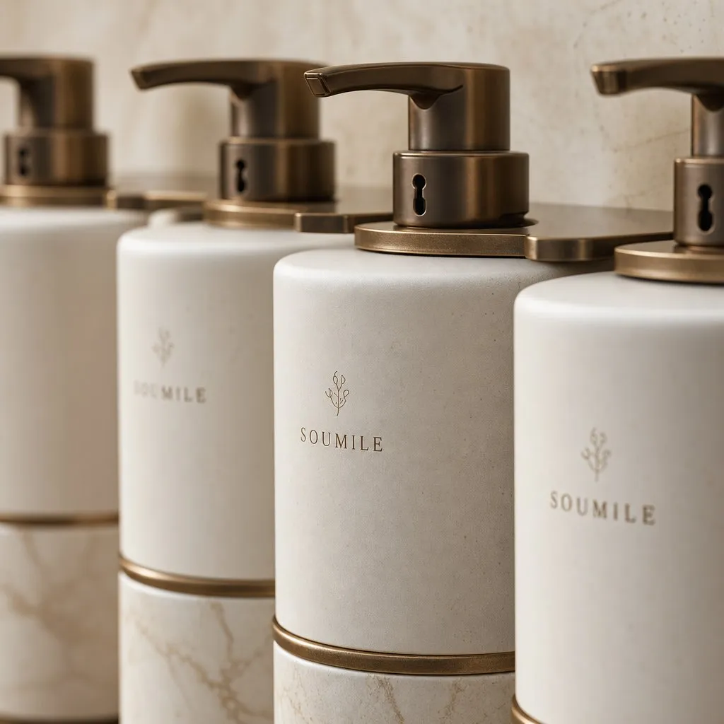 SOUMILE Anti-Theft 380ml Bath Line (Lock Pump) — close-up of material and label detail