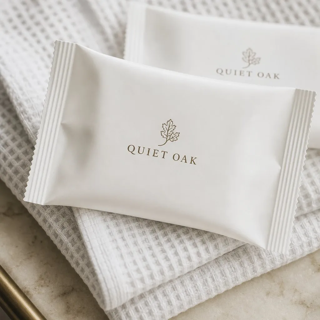Hotel Wet Wipes — close-up of material and label detail