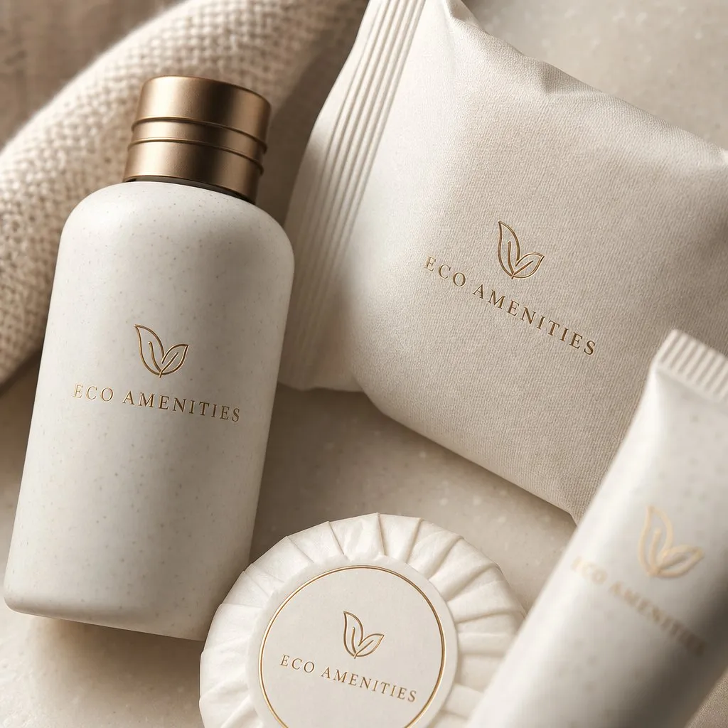 ECO Color Picking Sugarcane Amenity Kit — close-up of material and label detail