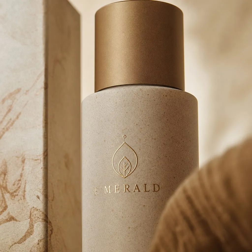E'MERALD Lumière Terrestre Amenity Kit Series — close-up of material and label detail
