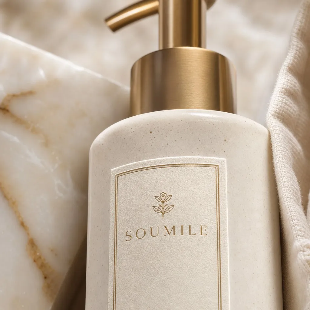 SOUMILE Bergamot Guest Bath Series — close-up of material and label detail