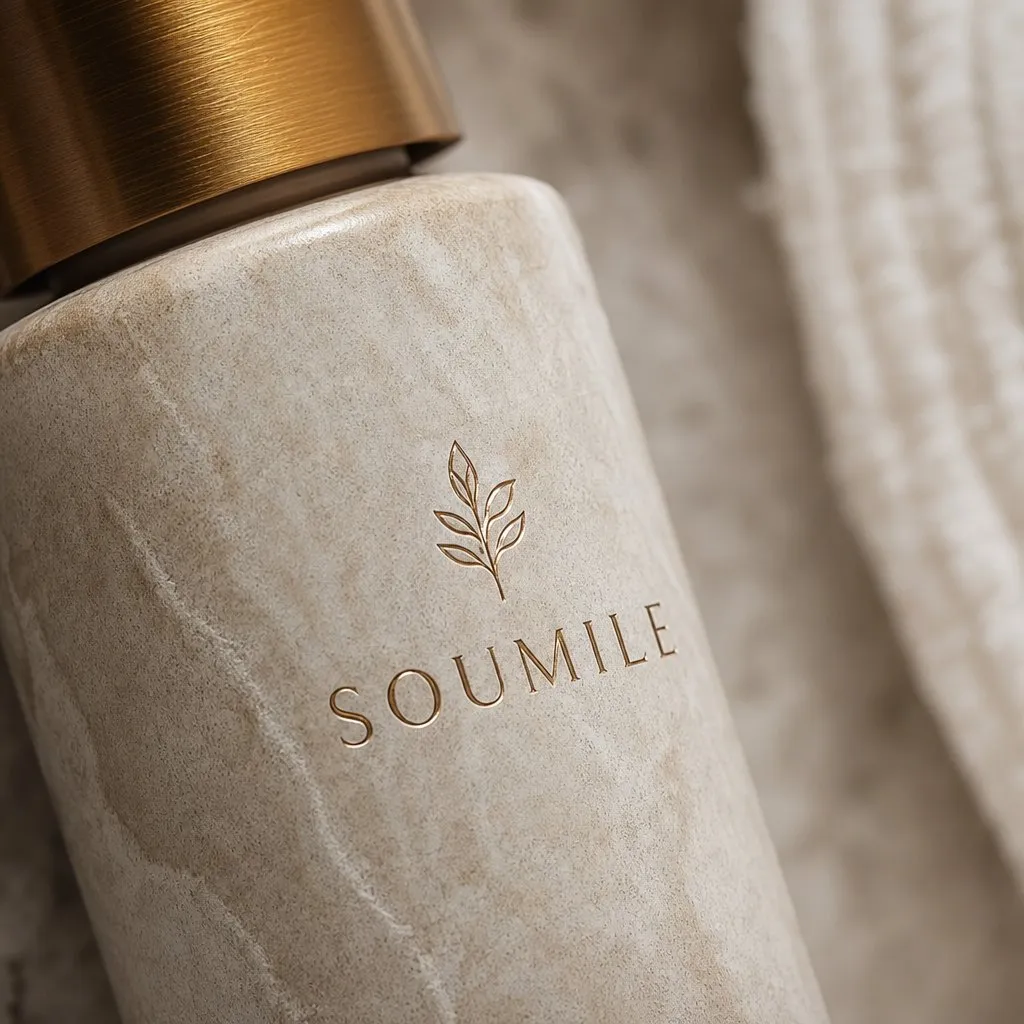 SOUMILE Sandalwood Bath Series (Trilingual Labels) — close-up of material and label detail