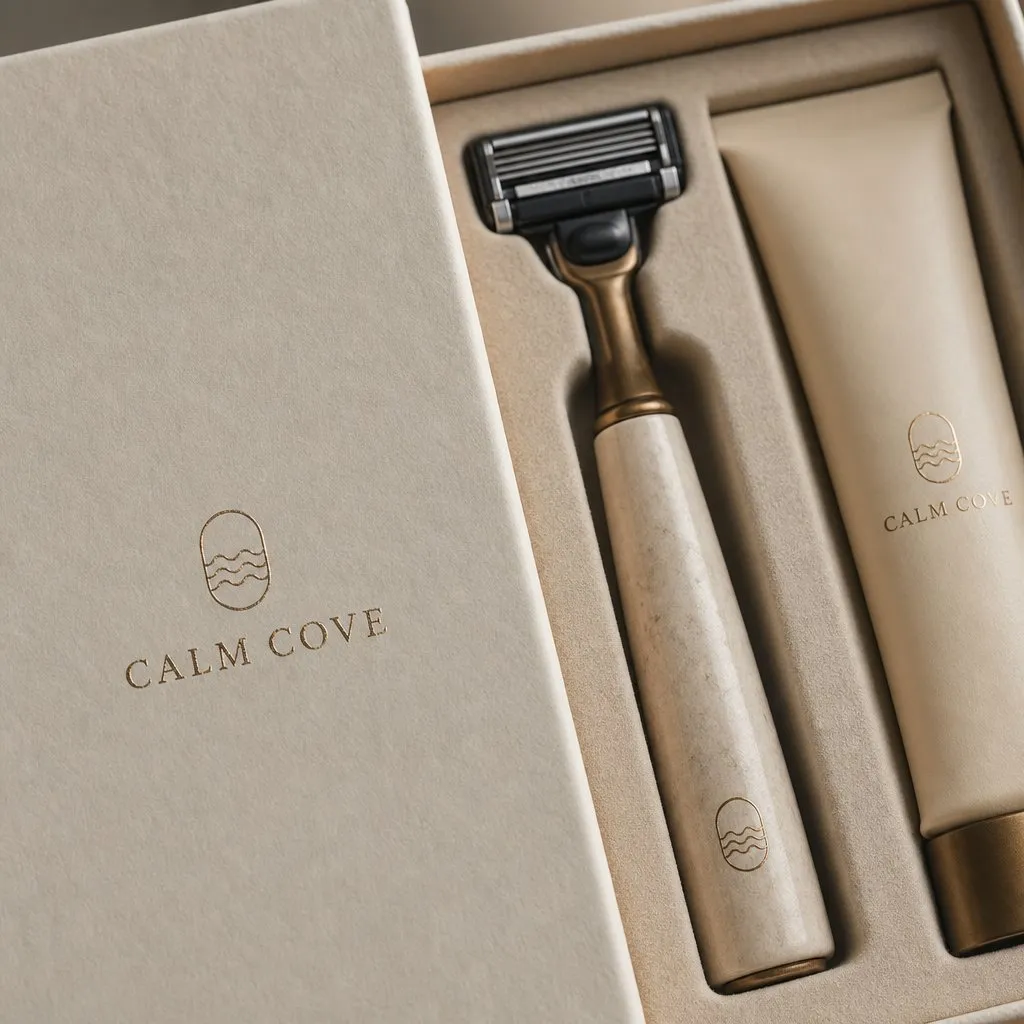 Hotel Shaving Kit — close-up of material and label detail