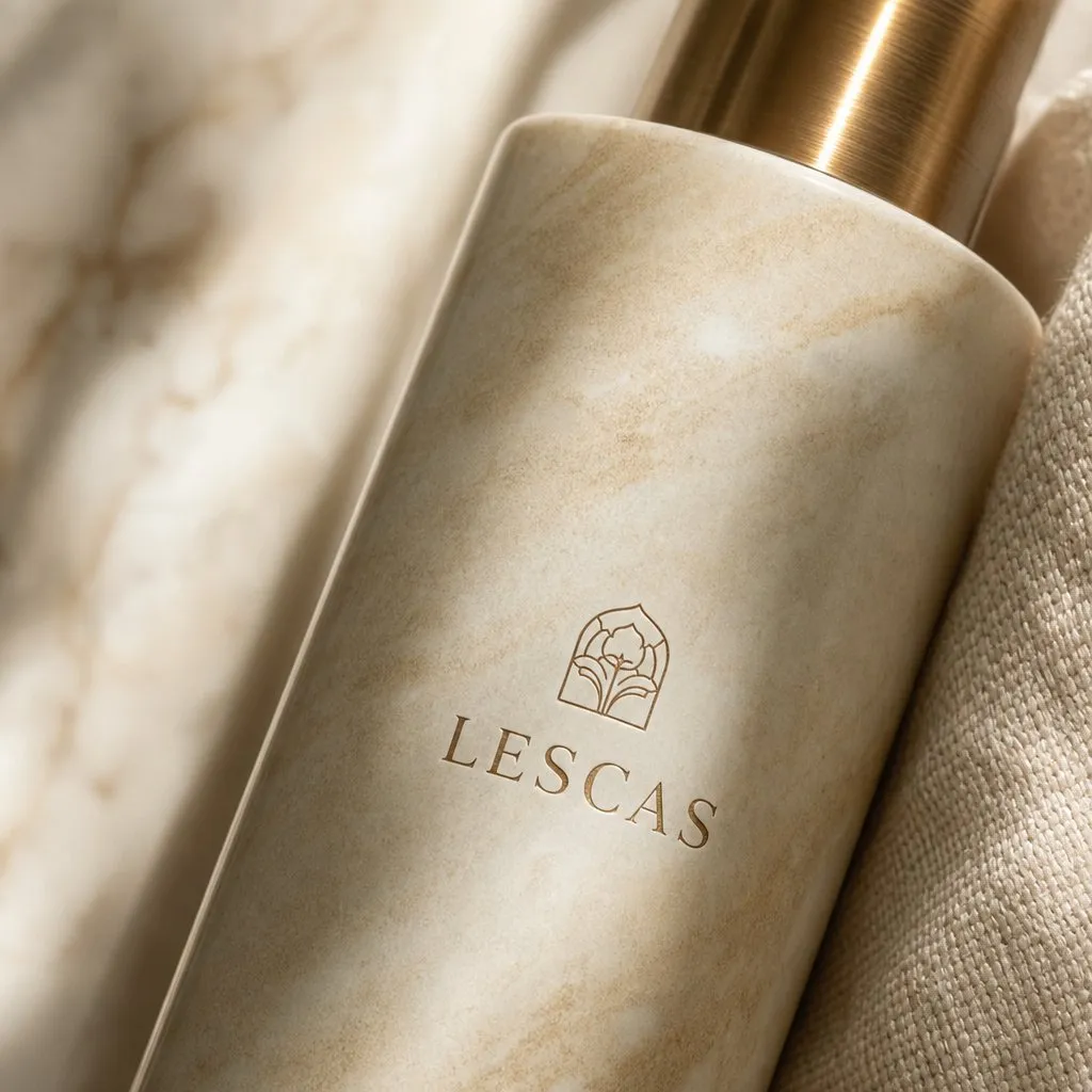 LESCAS Baifen Mist 350ml Bath Series — close-up of material and label detail