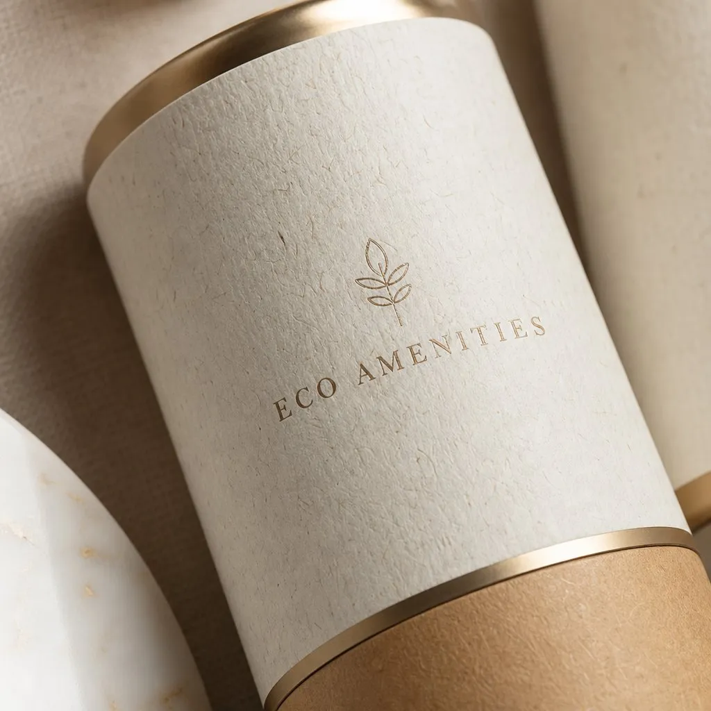 ECO Annual Ring Kraft Amenity Kit — close-up of material and label detail