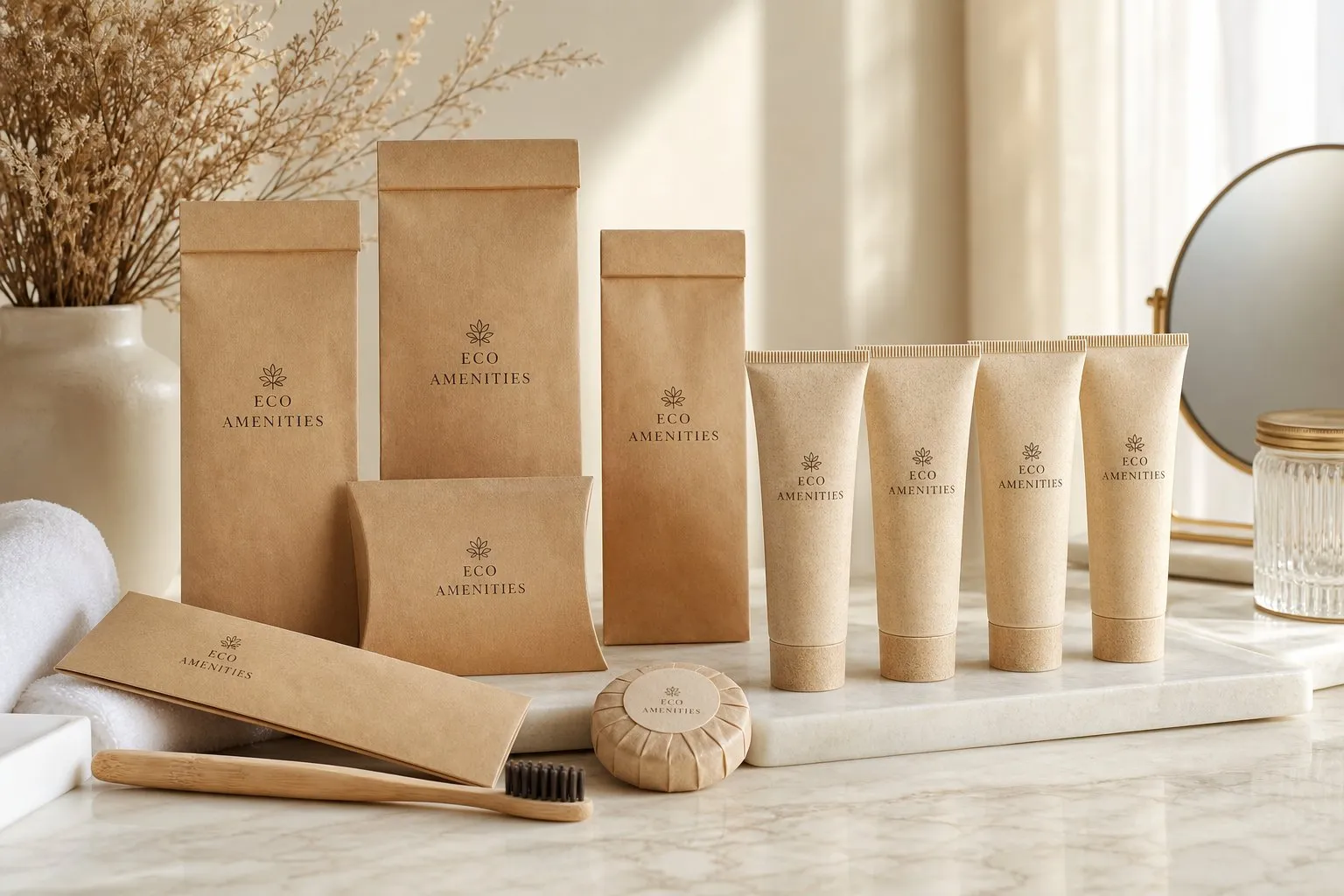 ECO Hello World Kraft Kit (Straw-Material Tubes) — hotel amenities by UMYAN