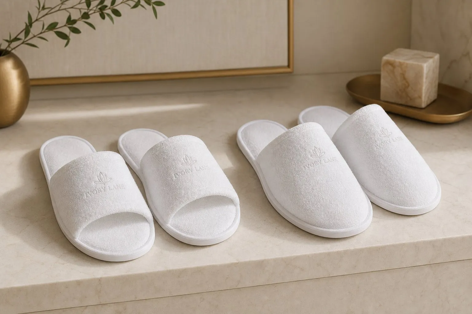 Open-toe / Closed-toe hotel slippers by UMYAN