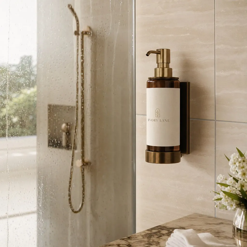 Single Wall-Mounted Dispenser — in use in a hotel guest room setting