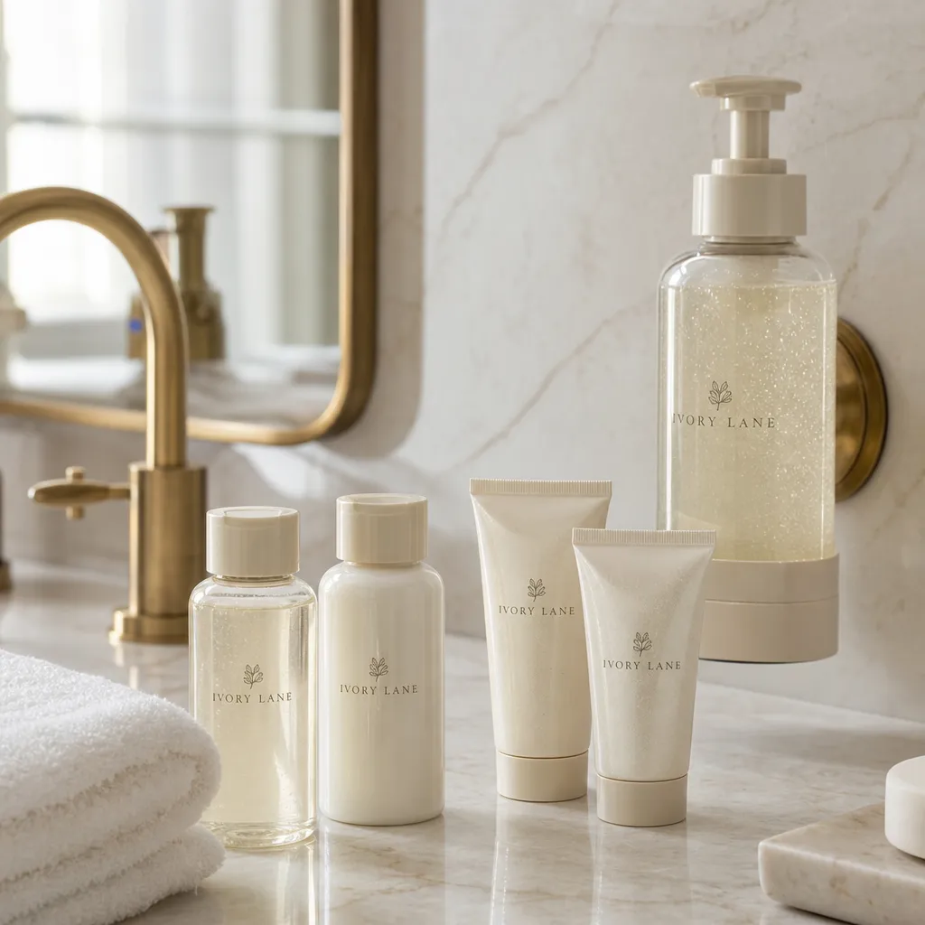 Hotel Shower Gel — in use in a hotel guest room setting