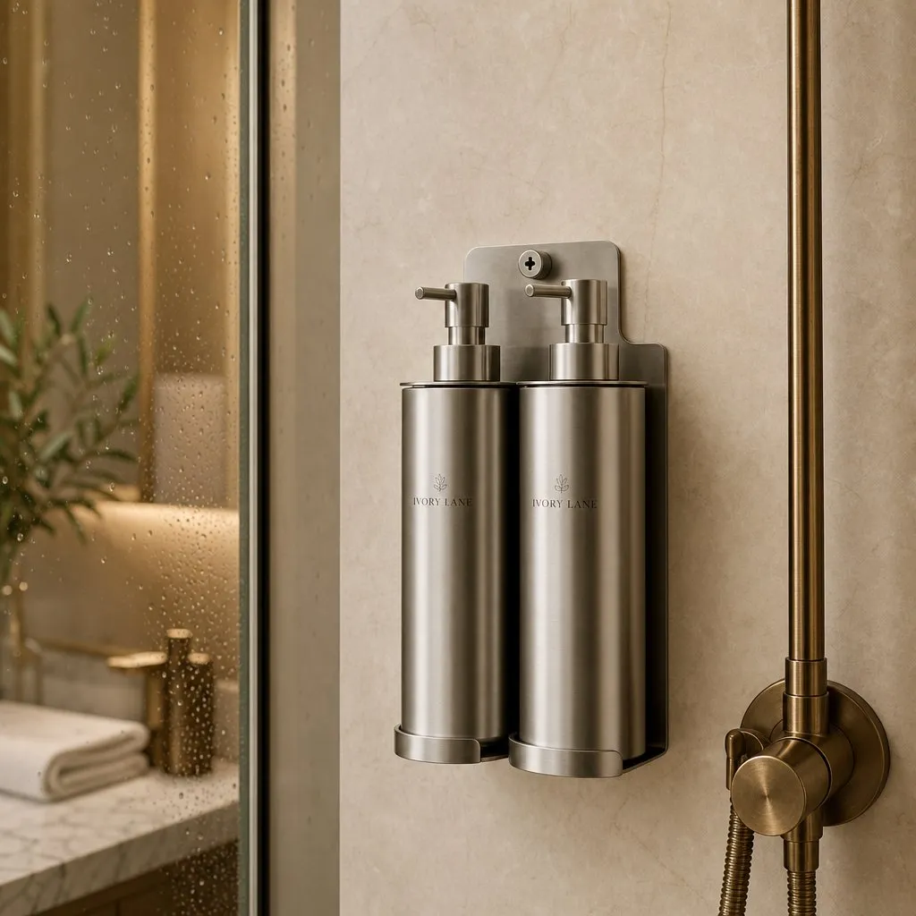 Stainless Anti-Theft Dispenser — in use in a hotel guest room setting