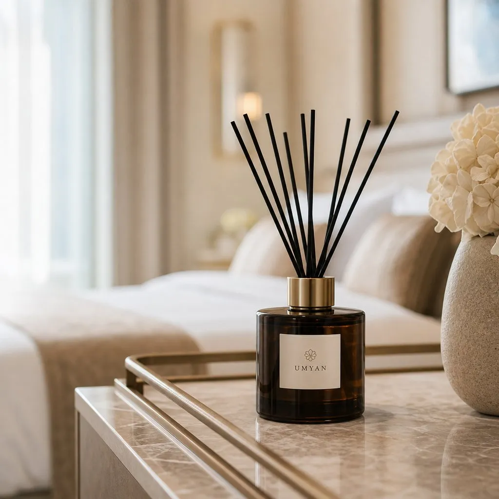 Reed Diffuser (150ml) — in use in a hotel guest room setting