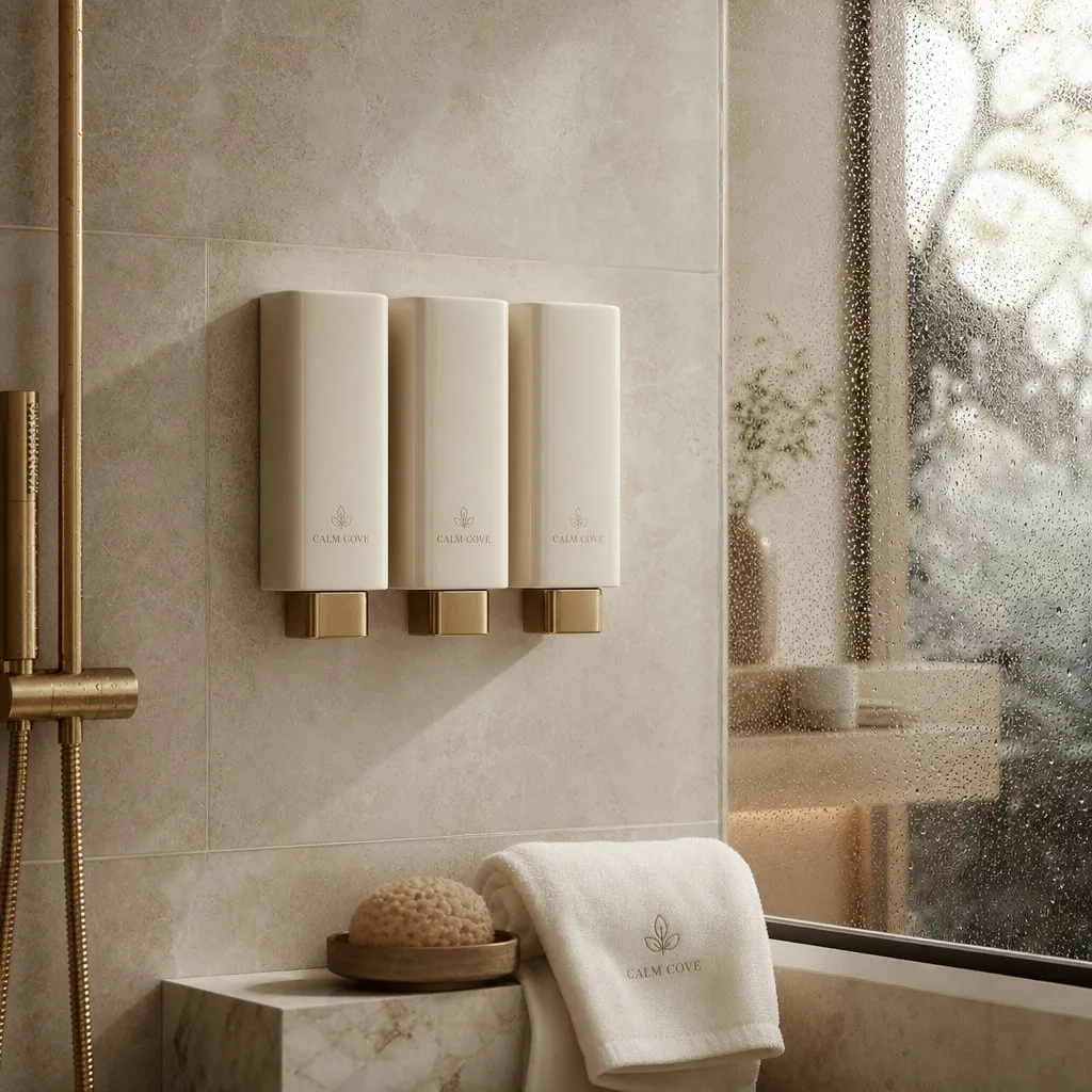 Invisible Bracket Dispenser (Hidden Wall Mount) — in use in a hotel guest room setting