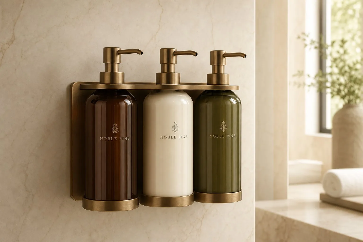 Triple Wall-Mounted Dispenser — hotel amenities by UMYAN
