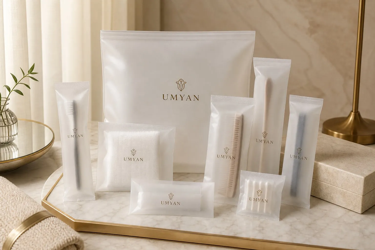 UMYAN Antibacterial Bag Amenity Kit — hotel amenities by UMYAN